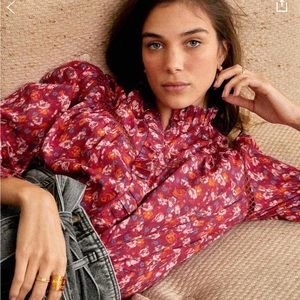 Sezane Niagara Top -Sz 36 in Floral Multicolor